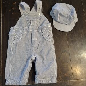 Baby Gap 3-6 overalls and hat